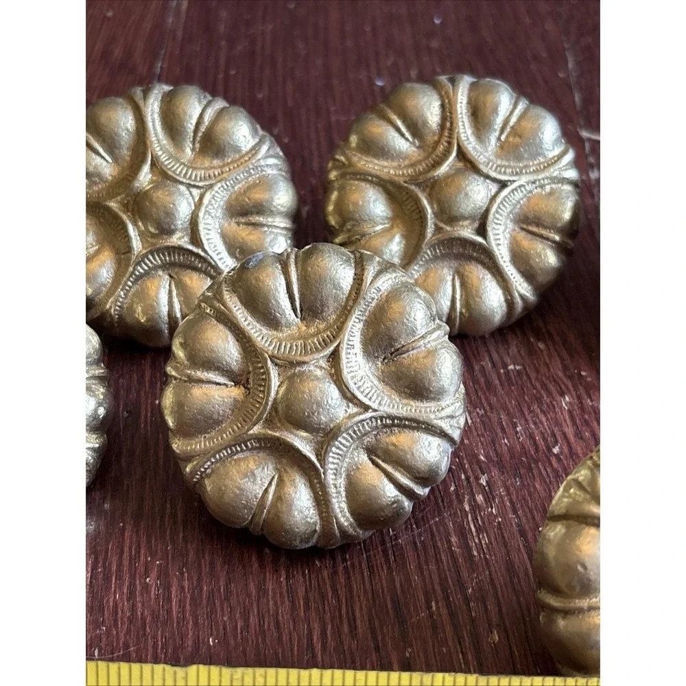 Vintage Brass Drawer Knobs Set of 6 Floral Cabinet Hardware 2